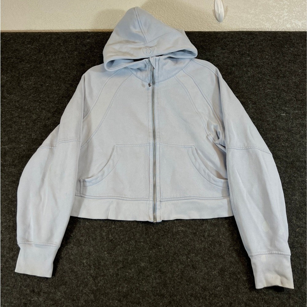 Lululemon Scuba Hoodie Womens M/L Blue Fleece Sweatshirt Cropped Athleisure